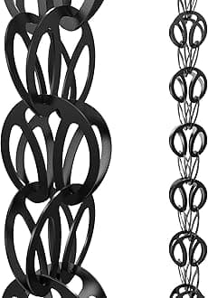 Rain Chains Direct Modern Loop, 8.5 Feet Length, Aluminum, Black Powder Coated, Functional and Decorative Replacement for Gutter Downspouts