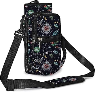 AUPET Water Bottle Sling Bag Sleeve Holder Carrier 25/32/40/64 oz,Insulated Crossbody Water Bottle Case Cover with Strap and Pockets for Men/Women Walking Hiking (Mystical Cosmic, 25oz)