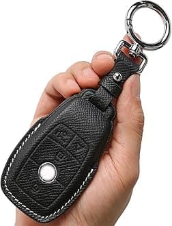 CISUI Genuine Leather Smart Key Fob Cover, Key Shell Compatible for Mercedes-Benz A, C, E, S, CLA, CLS, GLC, GLE, G Class