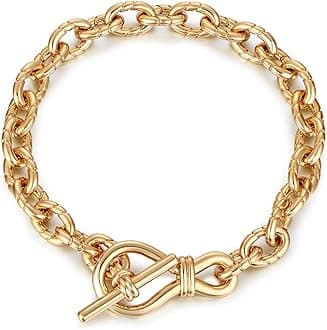 Dainty Layering Bracelets for Women 18 k Gold Plated Fashion Adjustable Chunky Cuban Paperclip Link Chain Bracelets Jewelry for Women Girls Gift