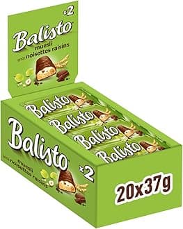 Balisto Muesli Milk Chocolate Biscuit Snack Bars, Bulk Chocolate Case, 20 x 37g