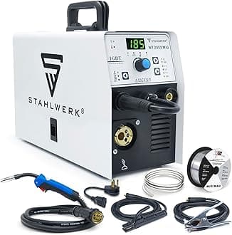 S STAHLWERK 185A Mig Welder 3 in 1 Flux MIG/Solid Wire/Lift TIG/Stick Welder 110V/220V Dual Voltage Gas/Gasless Welding Machine