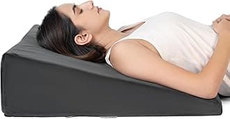 FOVERA Memory Foam Wedge Pillow | 2 Years Warranty | Wedge Cushion for Back Support, Acid Reflux, Snoring, GERD, Leg Elevation, Pregnancy (Velvet Dark Grey, Large 7" Height)