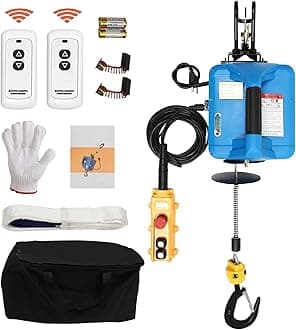 Electric Hoist Winch - 1100LBS - 25FT - 110V - 3 in 1 Electric Hoist Winch - Manual, Wired and Wireless Remote Control - with Lifting Strap (3 in 1-1100LBS - 25FT - Blue)