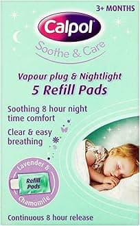 Vapour Plug Refills 5 Count (Pack of 1), Lavender & Chamomile, Helps with Clear and Easy Breathing, Vapour Plug In & Nightlight Refill Pads for Soothing 8 Hour Night-Time Comfort, 3+ Months