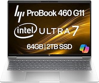 ProBook 460 G11 Business Laptop 16” FHD+ Display, Intel Core Ultra 7 155U (Beats i7-1355U), 64GB DDR5 RAM, 2TB NVMe, Wi-Fi 6E, RJ-45, Webcam, Backlit Keyboard, Win 11 Pro - Pike Silver Plastic