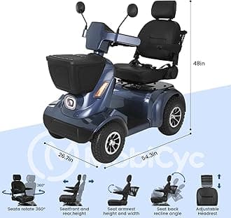 MS09 MAX All-Terrain 1000W Electric Mobility Scooter for Adults & Seniors, 500 LBS Load, 32 Miles Range Heavy-Duty Powered Wheelchair with Bluetooth, Front & Rear Storage Baskets, Off-Road Suspension