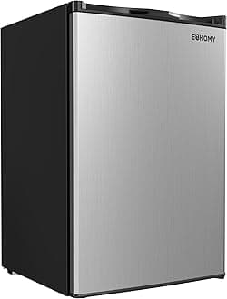 EUHOMY Upright freezer, 3.0 Cubic Feet, Single Door Compact Mini Freezer with Reversible Stainless Steel Door, Small freezer for Home/Dorms/Apartment/Office, Silver