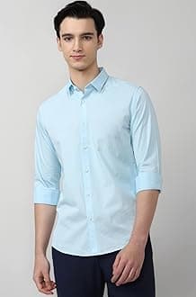 Peter England Men’s Slim Fit Full Sleeve Casual Shirt in Twill Weave Cotton