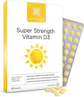 Super Strength Vitamin D3 | Immune Health | Bone, Teeth & Muscle Health | Contains 1000iu Natural Source Vitamin D3 in Each Tablet | Vegetarian (60 Tablets)