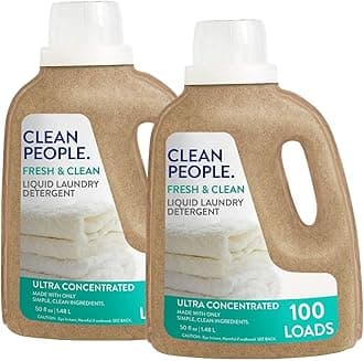 The Clean People Liquid Laundry Detergent - Recyclable Packaging, Stain Fighting - Ultra Concentrated, Laundry Soap - Fresh Scent, 50 fl oz (2 Pack)