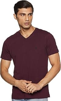 Van Heusen Athleisure Men T-Shirt - Cotton Rich - Smart Tech, Easy Stain Release, Anti Stat, Ultra Soft, Quick Dry_60001_Port Wine_L