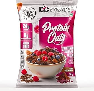 DC DOCTORS CHOICE Oats, High Protein Oats Flake, 24g Pure Protein Breakfast Cereals, Jaggery Sweetened, Rich in Fiber, No Additives and 0 Grams Sugar. (50 g)