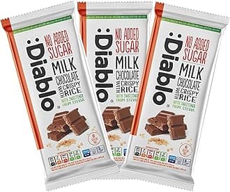 Diablo No Added Sugar Chocolate Bar – Milk Chocolate with Crispy Rice, Sweetened with Stevia, Gluten Free, Ideal for Any Occasion, Birthdays, Valentines, or Gift Hampers, 75g (Pack of 3)