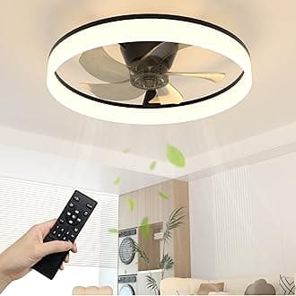 NIORSUN 50cm Ceiling Fans with Lights and Remote, 6 Speeds Modern Smart LED Ceiling Fan Light, 3000K-6500K Dimmable Quiet Fan Lights Ceiling for Bedroom Living Room Dining Room (Black)