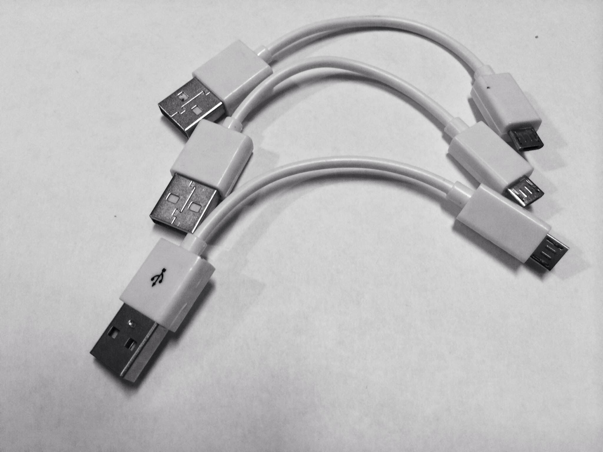 3X or 3pack - 10cm Short Micro USB Cable - A to Micro B (White)