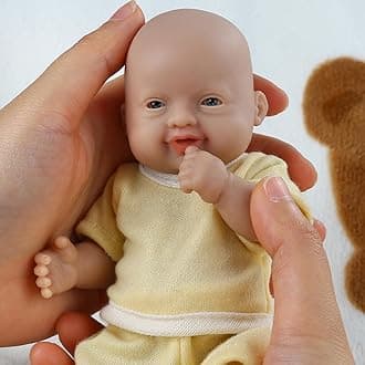 IVITA 7 inch Mini Full Body Silicone Baby Dolls,Not Vinyl Dolls,Tiny Miniature Real Full Body Silicone Reborn Baby Dolls for Children's Gifts - Boy