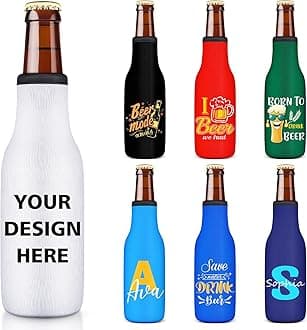 Custom Beer Bottle Sleeve Insulators 12oz Standard Zip-up Bottle Jacket Non-slip Thick Neoprene Drink Holder with Personalized Logo Text Bulk 250PC Pack