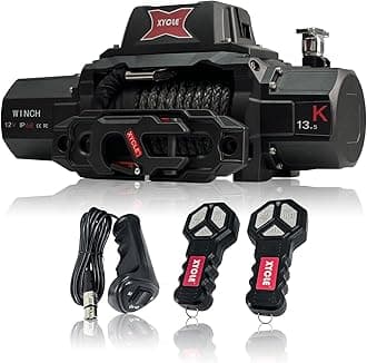 13500lbs 12V Electric Winch IP68waterproof Off-Road Vehicle Rescue winchs with2wireless Remote Controls and Synthetic Rope Suitable for Towing SUVs,Loggers,Trucks,Trailers,Jeeps,4WD (Dark-Gray)
