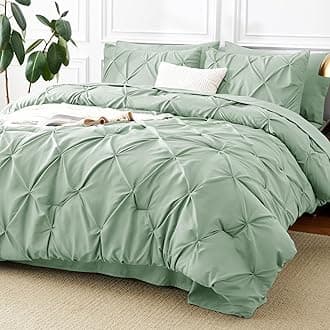 CozyLux King Size Comforter Set Sage Green, 7 Pieces Pintuck Bed in A Bag Green Comforter King Size, Pinch Pleat Bedding Set with All Season Comforter, Sheets, Pillowcases & Shams