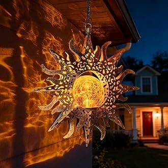 Solar Lights Outdoor Garden Decor Hanging Lanterns Decoration Metal Sunflower Gifts Waterproof for Yard Clearance Front Porch Lawn Driveway Patio Backyard Pathway Gardening Gift