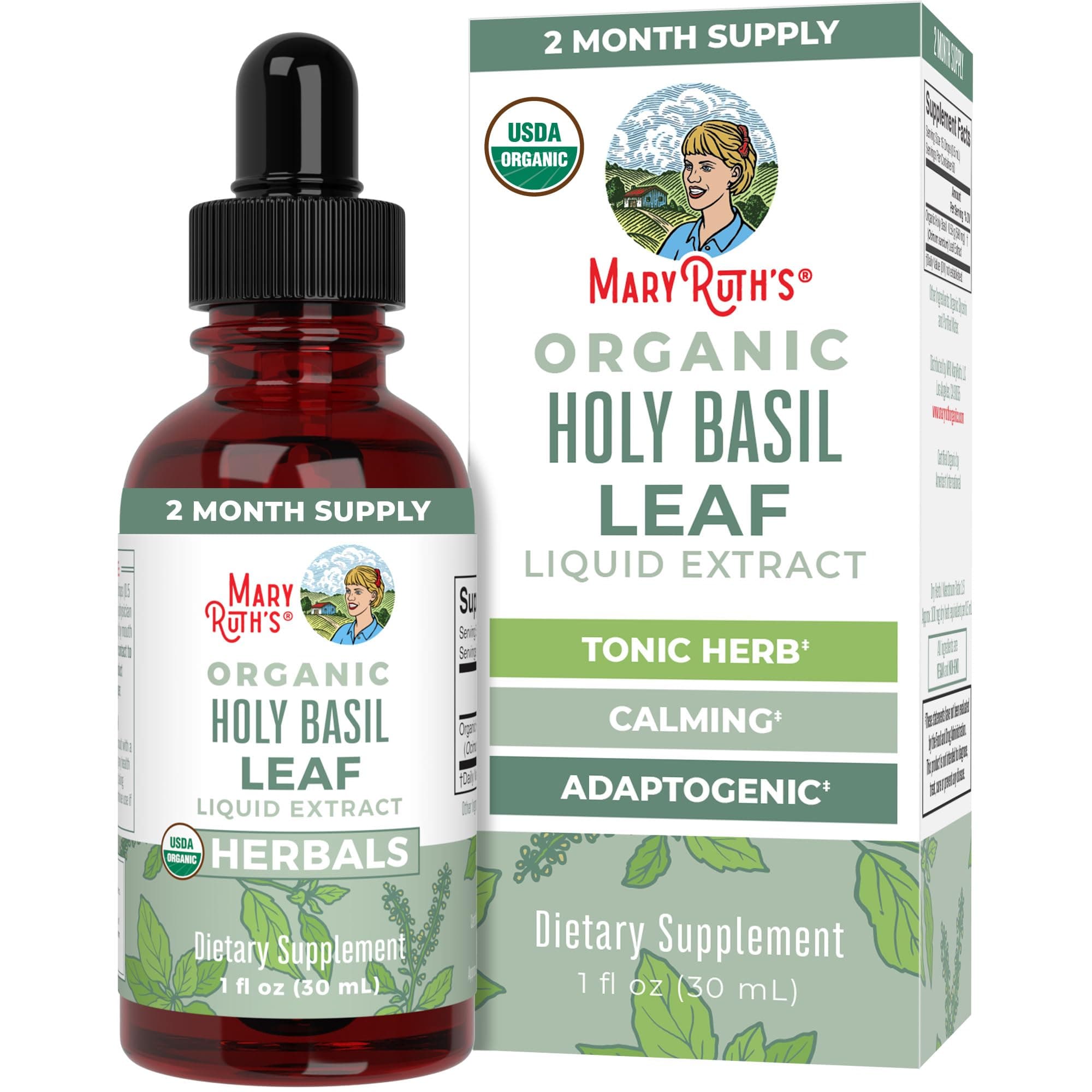 Herbal Supplement Drops, Supports Cognitive Function, Digestion, Pack of 1, Tulsi Holy Basil Leaf, Sugar Free, Energy Levels, Vegan, Non-GMO, 1 Fluid Ounces