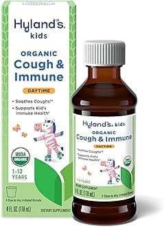 Kids Daytime Organic Cough Syrup and Immune Support with Agave, Elderberry and Pomegranate, Soothes Cough, and Supports Immunity, 4 Fl. Oz