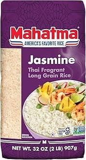 Mahatma Jasmine, 2lb Bag of Rice, Thai, Indian, or Cambodian Fragrant Flavored Rice, Stovetop or Microwave