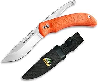 Swingblaze Double Blade Hunting Knife with Rotating Skinning & Gutting Blades, Nylon Sheath, (Blaze Orange, SZ-20N)