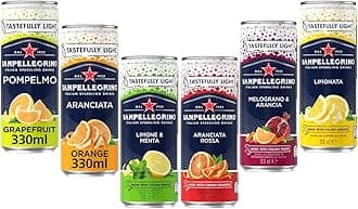 VSTAR San Pellegrino Sparkling Fruit Beverages Drink- Orange, Lemon & Mint, Pomegranate & Orange, Lemon, Blood Orange, Grapefruit - 330ml Cans (18)