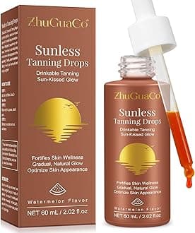 Face Tanning Drops, Oral Tanning Drops To Drink For Face & Body, Naturally Boost Melanin, Gradually Promotes Natural Skin Tone Without Sun Damage, For All Skin Types & Season - Watermelon Flavor 60ml