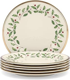 835218 Holiday Salad Plate Set, Buy 3 Get 6, Red & Green