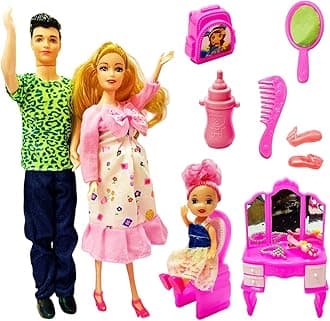 SUPER TOY Beautiful Family Doll Pregnant Mother Father Daughter Playset for Girls Age 2 3 Years