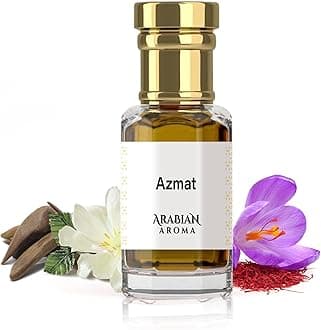 Arabian Aroma Azmat Attar | Saffron & Oud Fragrance with Musk Base | Attar for Men Long Lasting Smell | Oil-Based Alcohol Free Ittar | 100% Perfume for Men | Roll On Itra | (6ml)