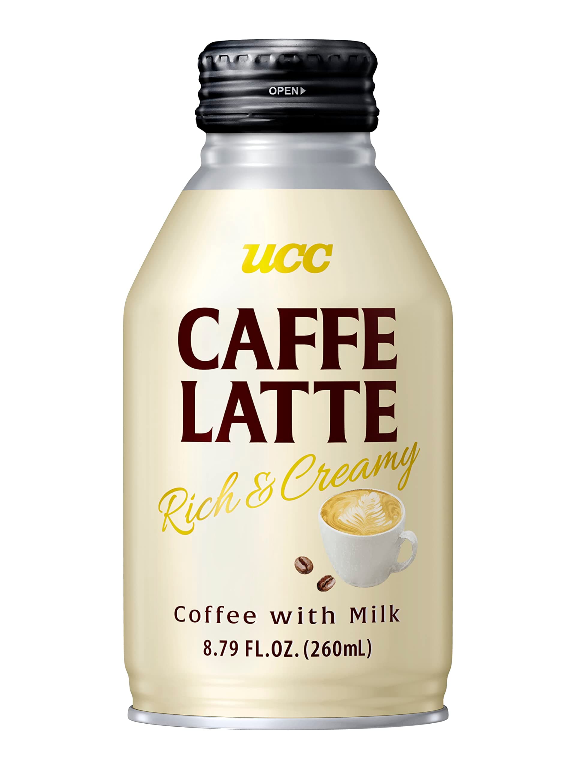 UCC Ready to Drink Caffe Latte, 8.79 FL OZ (Pack of 24), Delicious, Rich and Creamy, Convenient Bottled Coffee Drinks For On-the-Go, Imported from Japan