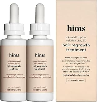 hims Hair Regrowth Treatment - Topical Minoxidil 5% Solution for Men - Extra Strength - Supports Thicker, Fuller Hair - Non-Greasy - Unscented, 60 ml | 2 Pack
