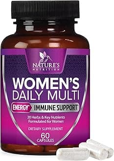 Multivitamin for Women, Daily Womens Multi Vitamin Supplement for Immune Health Support with Vitamins A, C, D, E and Zinc, Vitamin B12 for Energy with Biotin - 60 Capsules