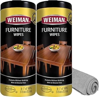 Weiman Wood Cleaner and Polish Wipes - 2 Pack - For Cleaning Furniture, to Beautify and Protect, No Build-Up, Contains Ultra Violet Protection, Pleasant Scent, Surface Safe - 30 Count