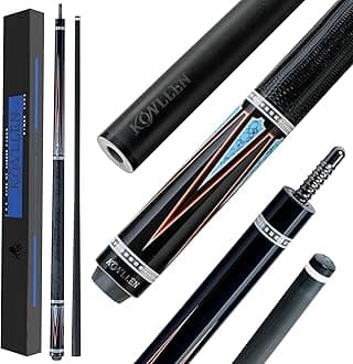 KONLLEN Carbon Fiber Pool Cue Stick 58-inch Professional Pool Sticks for Adults Full Carbon Technology Low Deflection Pool Cue Billiard Cues with 12.5mm Tip (Easy to Control, Pro Taper, Ultra-Smooth)
