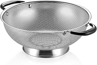 Tiawudi 18/8 Stainless Steel Colander, Easy Grip Micro-Perforated 5-Quart Colander, Strainer with Riveted and Heat Resistant Handles, BPA Free. Great for Pasta, Noodles, Vegetables and Fruits