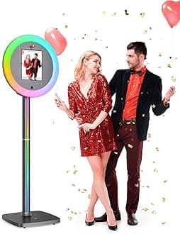 Portable Photo Booth, Photo Booth Machine Compatible with Any I-pad,PhotoBooth Stand Shell with Cyratok,APP & Remote Control RGB Ring Lights,Music Sync Selfie Photo Booth for Parties,Wedding &Events