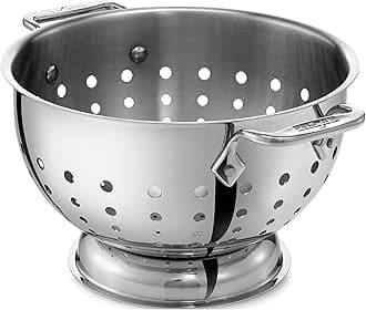 All-Clad 5605C Stainless Steel Dishwasher Safe Colander Kitchen Accessory, 5-Quart, Silver