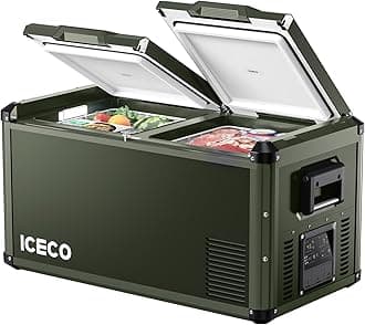ICECO VL75 ProD 12V Refrigerator, Portable Freezer Fridge with AC/DC, 75L Dual Zone Car Fridge Powered by SECOP, 0℉ to 50℉, Electric Cooler for Car, Camping and Home Use [Olive Green Special Edition]