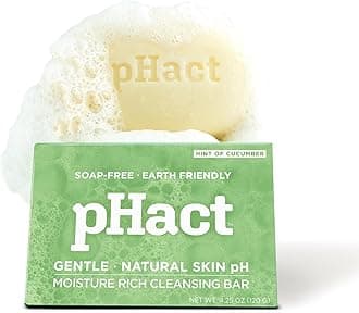 ANDREW LESSMAN pHact Moisture-Rich, Soap-Free Cleansing Bar Cucumber. Natural Skin pH. All Skin Types - Even Sensitive Skin. Hypoallergenic. Dermatologist Tested. 3 - Pack 4.25 oz each