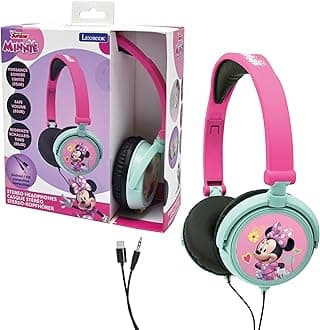 LEXIBOOK, Disney Minnie, Stereo Headphones, kids safe volume, foldable and adjustable, pink/green, HP010MN