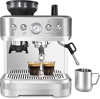 Bean to Cup Coffee Machine - Coffee Maker with Grinder and Milk Frother, 15 Bar Italian Pump - Barista Express with 2 Capacity Options for Espresso, Cappuccino & Latte