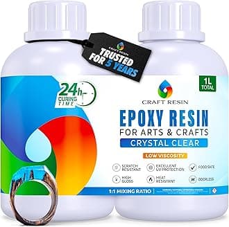 1L Epoxy Resin Kit - Crystal Clear Resin Kit & Hardener for DIY Art, Moulds Casting Resin, Wood, Jewellery Making, Coasters, Table Top, Countertop Coating - Food Safe, Heat & UV Resistant