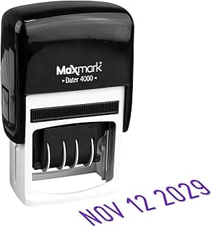 MaxMark Dater 4000 Self Inking Date Stamp - Purple
