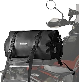 Rhinowalk 20L Waterproof Duffle Dry Bag - Motorcycle Tail & Seat Bag, Rear Rack & Trunk Compatible - Camping, Boating, Bicycling, Travel (Black)