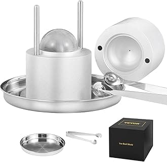 VEVOR Ice Ball Press, 2.4" Ice Ball Maker, Aircraft Al Alloy Ice Ball Press Kit for 60mm Ice Sphere, Ice Press with Tong and Drip Tray, for Whiskey, Cocktail, Bourbon, Scot on Party & Holiday, Silver